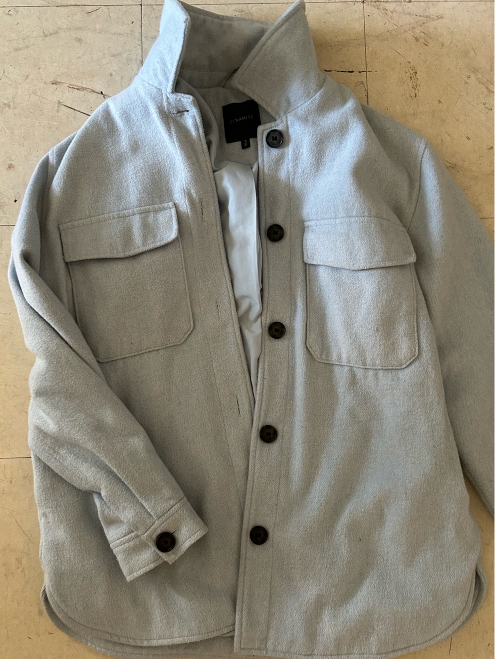 Dynamite Light Gray Wool-Blend Pea Coat